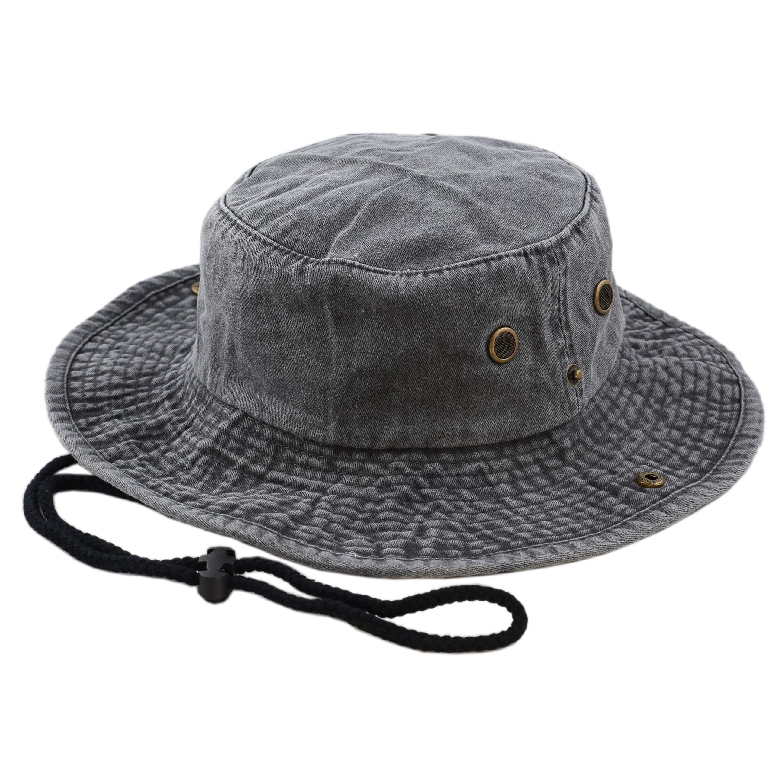 Cotton Stone-Washed Safari Wide Brim Foldable Double-Sided Sun Boonie Bucket Hat
