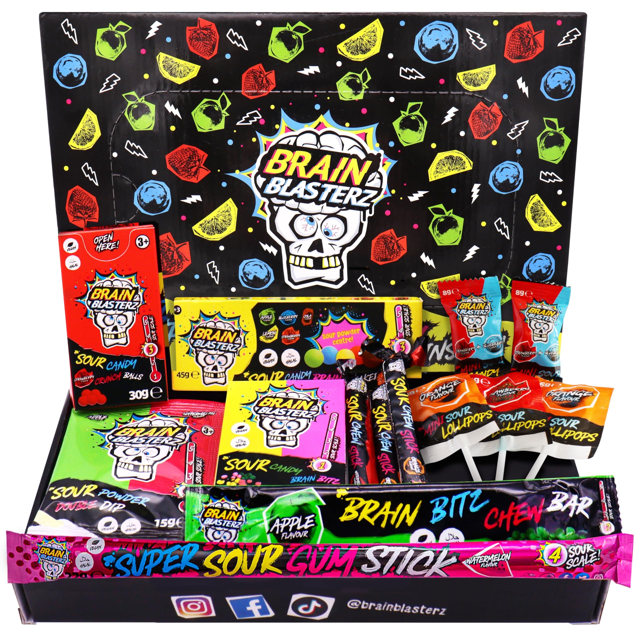 Sour Sweet Gift Box - Sour Sweets Collection, 14 Pcs Sour Candy Sweet Box, Sweet Hamper, Vegan & Halal Sweets, Gift Idea for Easter, Halloween, Birthdays & Christmas for Adults & Kids