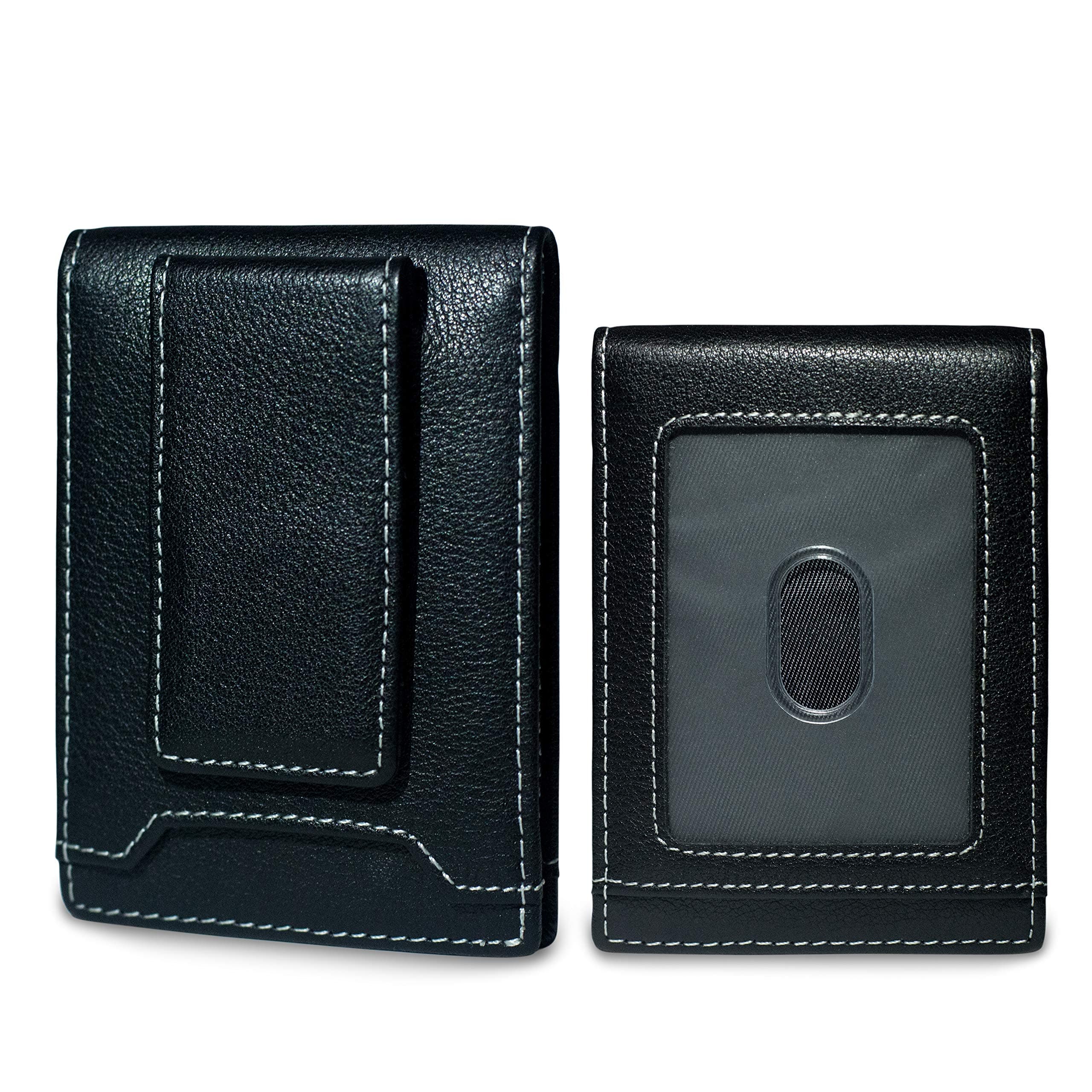 KEKS Slim Leather RFID Credit Card Holder and Money Cash Clip - Business Card Wallet - Minimalist Card Case