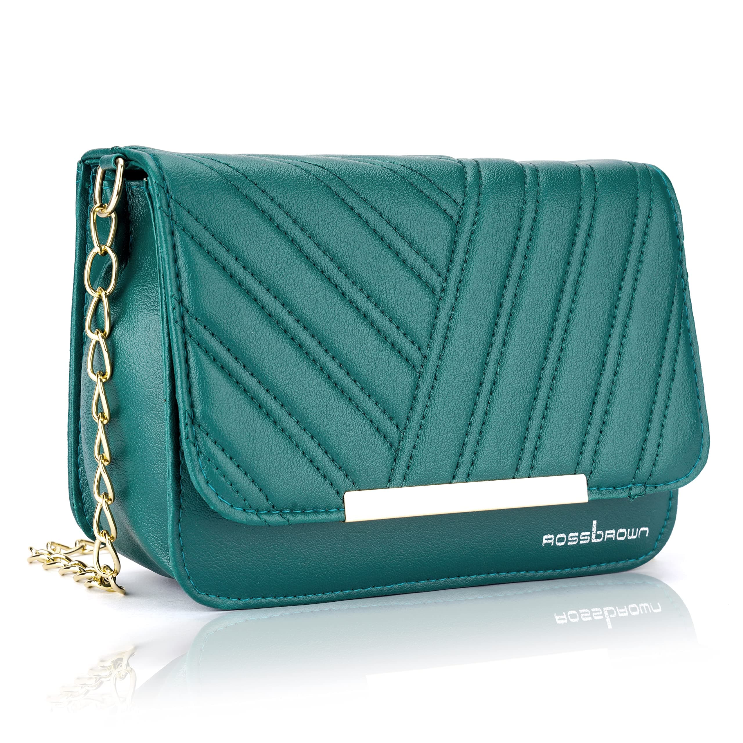 ROSS BROWN Elegant Quilted PU Leather Sling Bag for Girls/Womens | Stylish Chain Strap Crossbody Bags For Girls