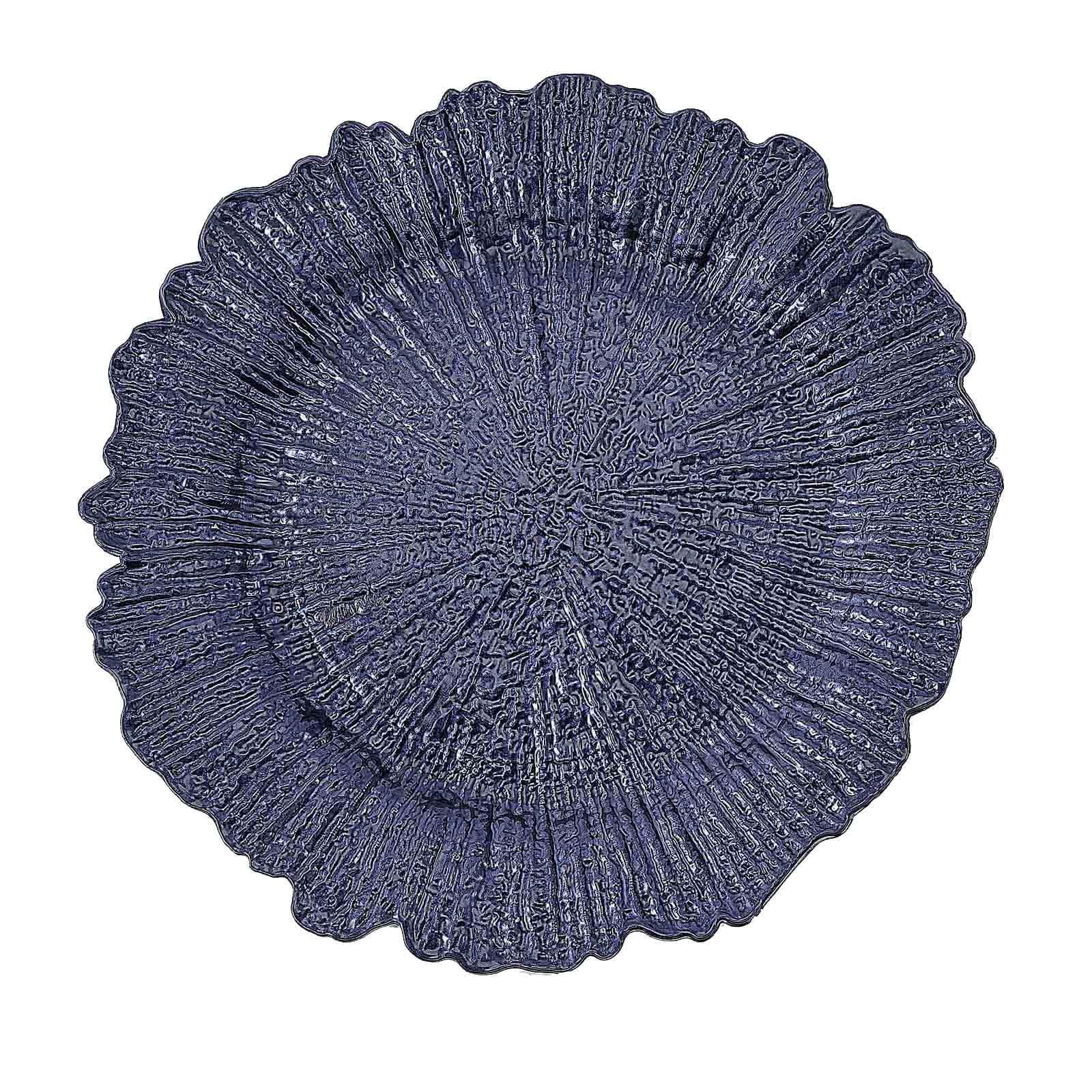 Tiger Chef Blue Charger Plates - Navy Blue Plate Chargers for Dinner Plates - Wedding Décor Place-mats (12, Navy Blue Reef)