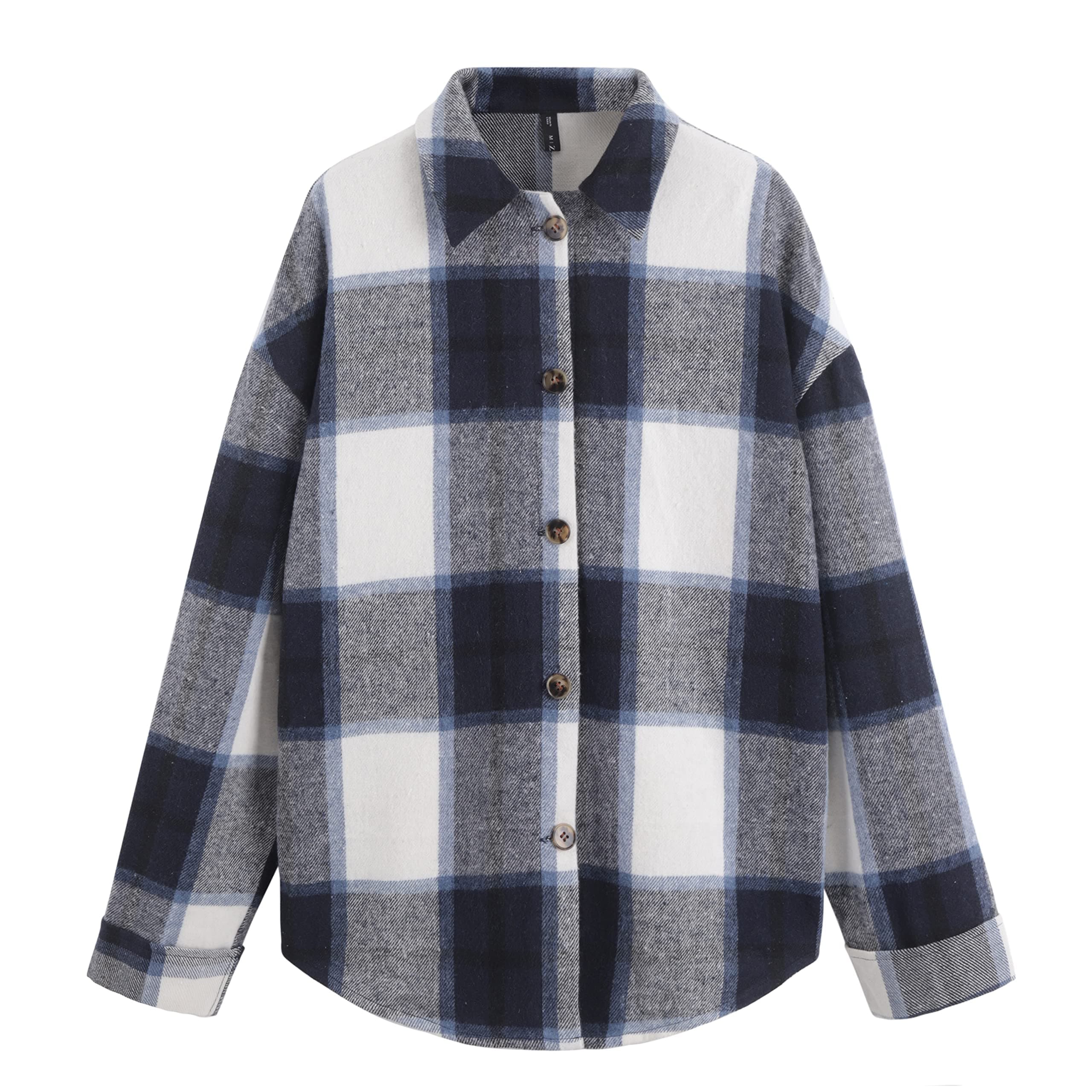 ZAFULWomen's Flannel Plaid Boyfriend Casual Shirts Oversized Checked Shirts Classic Button Down Blouse Tops
