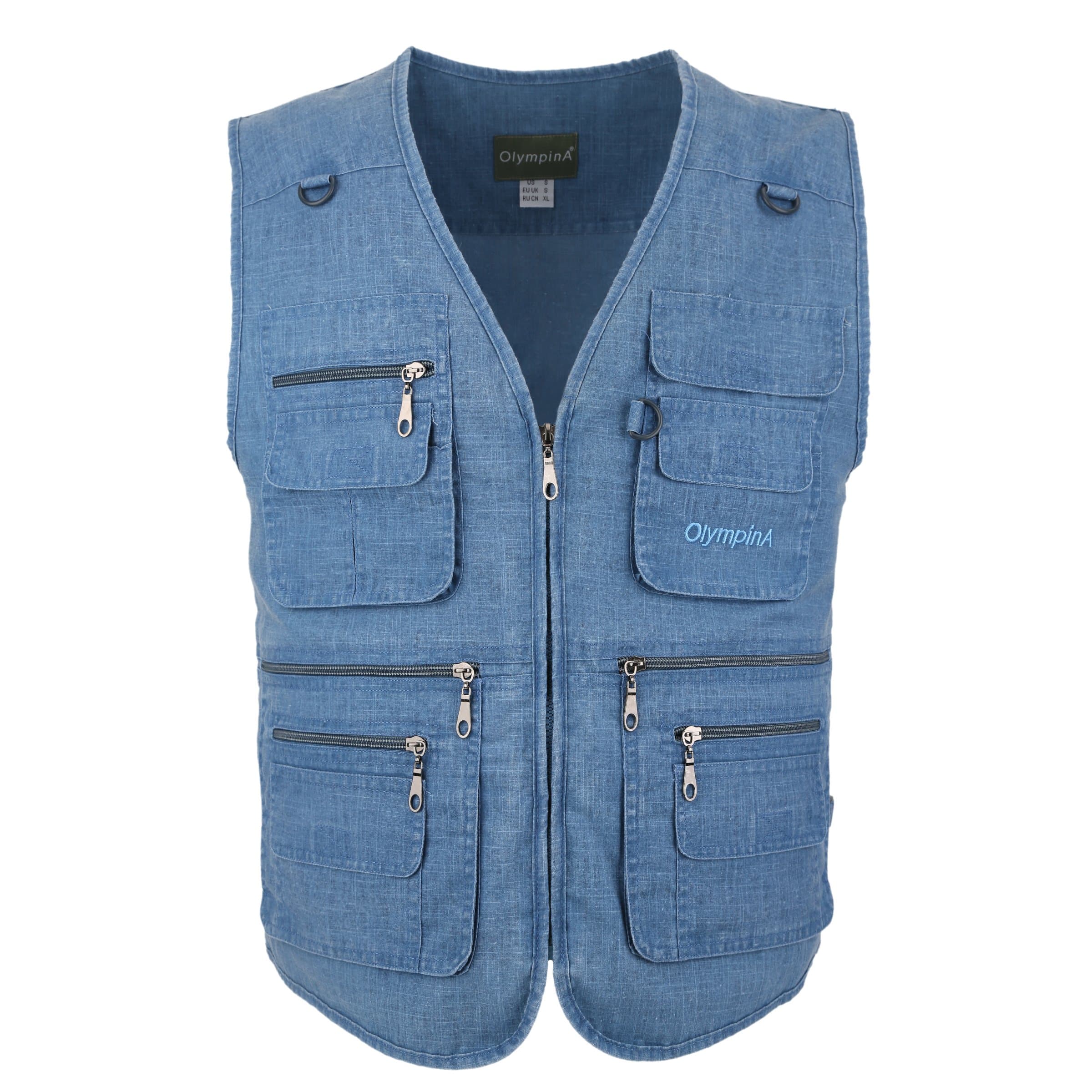 Men's Poplin Outdoors Travel Sports Multi-Pockets Work Fishing Vest