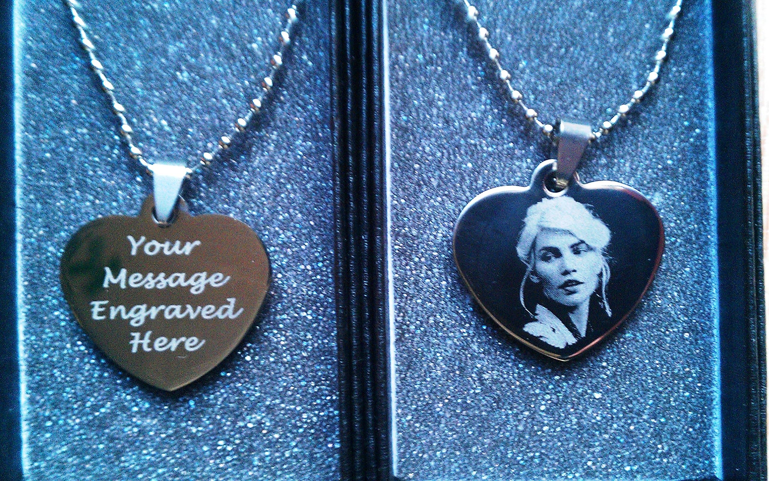 Personalised Photo/Text Engraved Heart Necklace Pendant Wedding Birthday Gifts