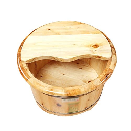 Foot tub 25cm high solid wood bilateral cover bucket Home Foot Spa Beauty Foot Bath Footbath