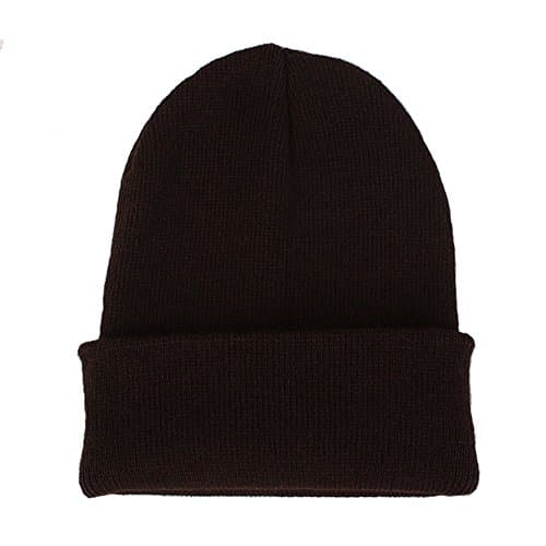 CANCA Unisex Cuff Warm Winter Hat Knit Plain Skull Beanie Toboggan Knit Hat/Cap - Brown -