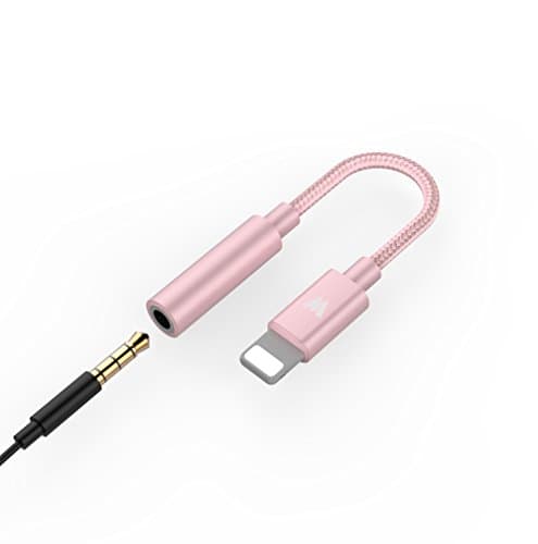 Headphone Adapter for iPhone 8/8 Plus,Wofalodata Lightning to 3.5mm Female Audio Earphone Connector Headphones Splitter for iPhone X,iPhone 7/7 Plus Compatible for iOS 10.3 or Later–Rose