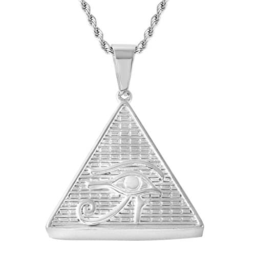 Zilver 24"MEN WOMEN Stainless Steel 3mm Silver Rope Chain Necklace Pyramid Egyptian Eye