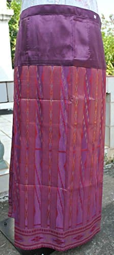 Pink Red Thai Lao Laos Laotian Tradition Silk Wrap long Skirt Waist 36" LSK19
