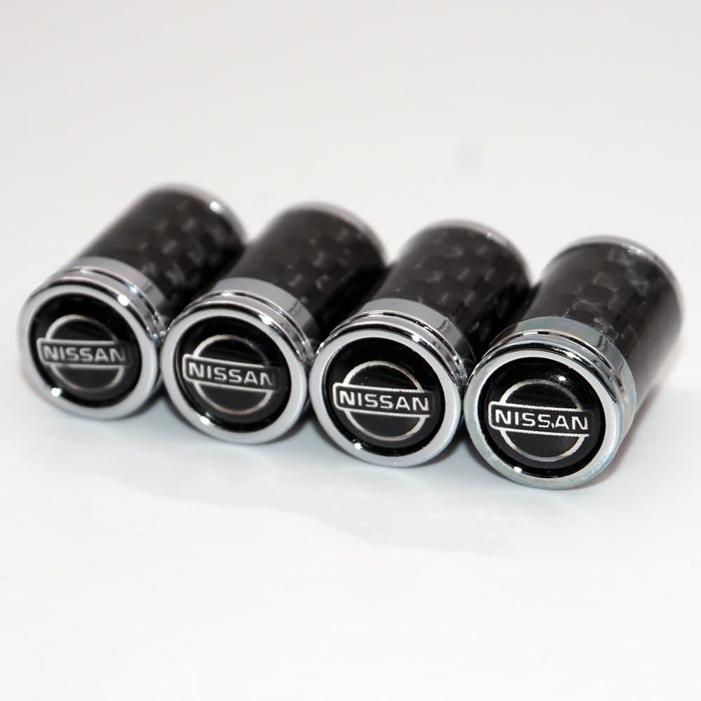 US85 Nissan Logo Emblem Auto Car Wheel Tire Air Valve Caps Stem Cover Accessories Decoration Birthday Gift (Carbon Fiber)