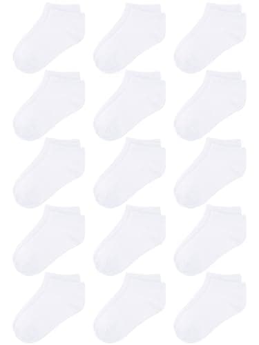 Cooraby 15 Pack Kids' Half Cushion Low Cut Athletic Ankle Socks Boys Girls Ankle Socks