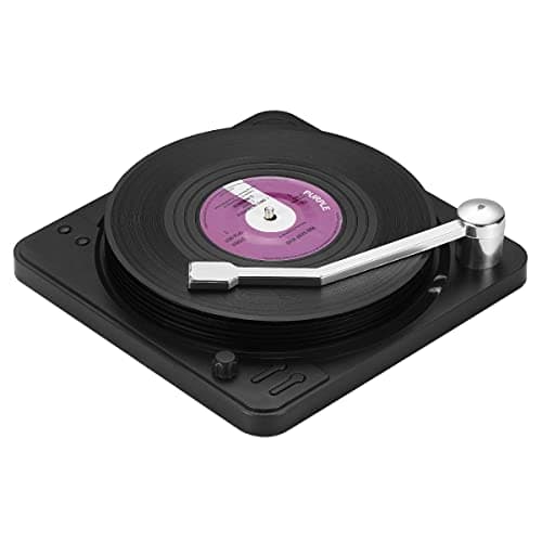 MECOWON Vinyl Record Coasters with Record Player Holder - 6Packs, Cool Coasters for Music Lovers, Great for Housewarmings, Parties, or Any Music Enthusiast in Your Life.