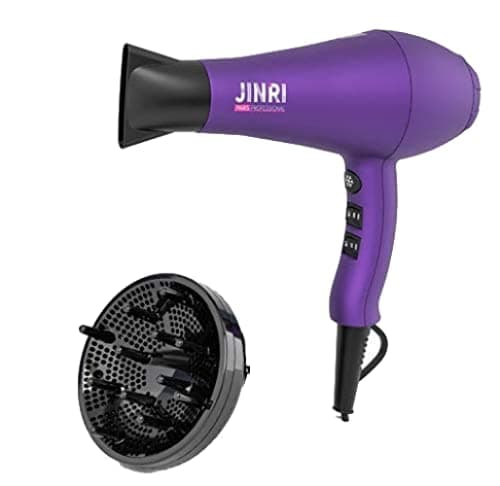 Jinri 1875W Professional Lightweight Salon Hair Dryer, Negative Ions Far Infrared Powerful Hair Blow Dryer with Concentrator, Diffuser, 2 Speed and 3 Heat Settings