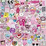 Pink Sticker Pack (102-pcs) Vinyl Pop Cute Stickers for Laptop Skateboard,Bike,Luggage,PS4,Xbos one,iPhone - Party Favors for Teenage Girls Woman-Graffiti Decal-Waterproof