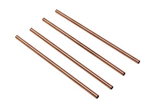 Pure Copper Reusable Straws (set of 4) Gold Metal Straight 4.75mm