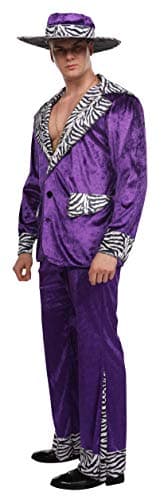 Maxim Party Supplies Adult Player Mack Daddy Hustler Costume Velvet Suit Includes Hat, Suit Jacket, Pants, Gold Chain