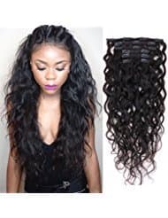 Natural Curly Clip in Human Hair Extensions for Black Women Natural Wave Real Human Remy Hair Clip in Extension for African American Natural Hair Extensions Clip ins 7Pcs/Set 120Gram (12inch)