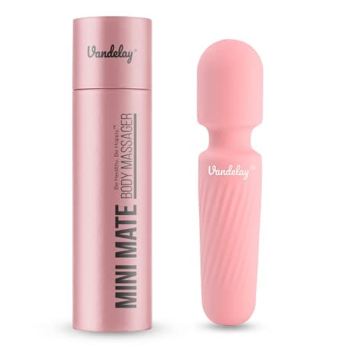 Vandelay Mini Portable Body Massager | USB Rechargeable | Waterproof Handheld Massager | 10 Massage Modes & 8 Speeds | Ideal for Neck, Shoulder, Back & Full Body Use | Pink (Millenial Pink)