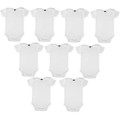 Baby Cotton Onesies White Undershirts Bodysuits 9 Pack by Little Pipers (12-18 Months, White Short Sleeves (9PK),12-18 Months
