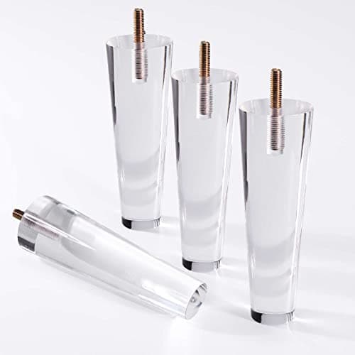 Acrylic Furniture Legs 8 Inch Set of 4, Modern Clear Crystal Heavy Duty Furniture Replacement Legs for Couch, Sofa, Bench, Cabinet, TV Stand, Chair, Dresser, Recliner