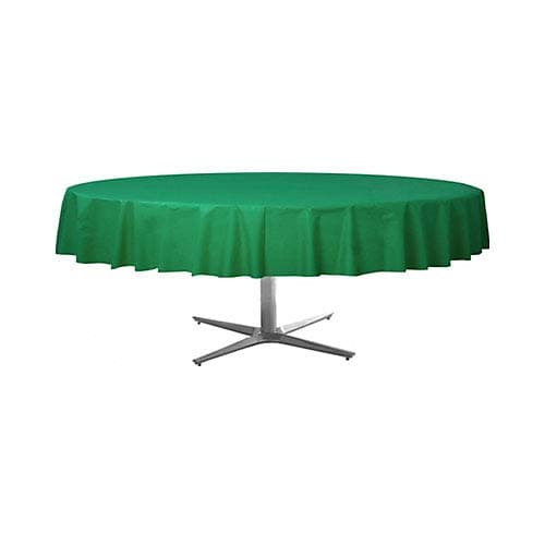 12 Pack 84" ROUND Table Cover Premium Plastic Tablecloth for any Party or Event (Green)
