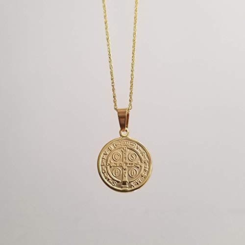 Gold Medallion Necklace, Coin Pendant Necklace, Gold Pendant Necklace, Cross Charm Necklace, Dainty Coin Necklace, BIANKA NECKLACE