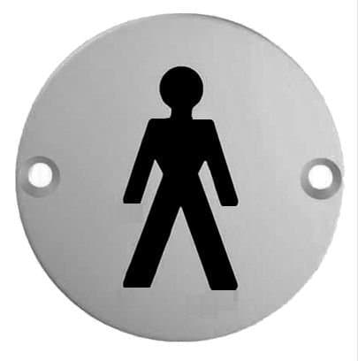 Stainless Steel Door Sign Male Toilet Symbol 75mm
