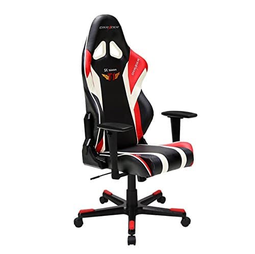 Robas Lund DXRacer Oh/RE108/NR/Skt Chair – Padded Seat, Padded Backrest, Black, Red, White, Black, Red, White, Black, PU Leather