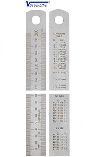 Steel Rule, 1000x30x1,0 mm stainless,satin,grad.mm/mm back with conversion table