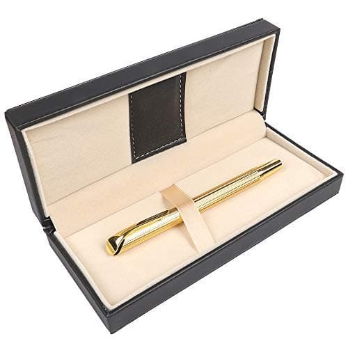 Rollerball Pen for Men Women Executive Home Office Use, with Gift box Refillable 0.7mm Black Ink G5(Luxury Gold)