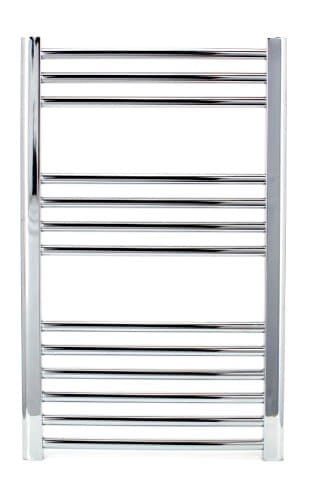 Manissa Milano Chrome Straight Central Heating Towel Rail W500mm x H800mm Flat Central Heating Towel Radiator