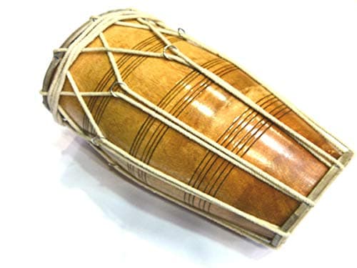 Indian Folk Musical Instrument Drum Tied Thru Rope Wooden Dholak With Gig Bag