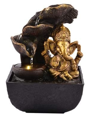 Karigari Home Decor Indoor Polyresin Water Fountain Showpiece with LED Light and Motor Pump for Interior Decore, Small, 18x14x13cm (Multicolour)