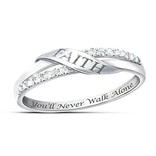 The Faith You'll Never Walk Alone Sterling Silver Engraved Women's Ring