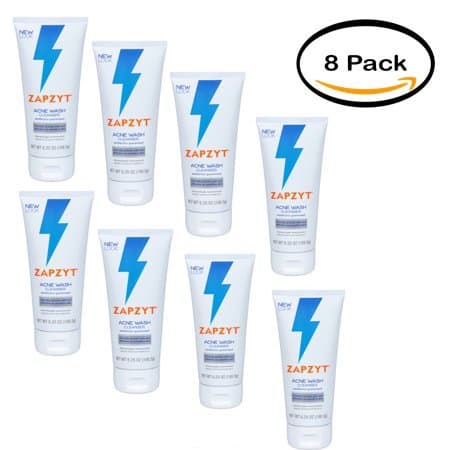 Pack of 8 - ZAPZYT Acne Wash Cleanser Salicylic Acid Acne Medication 6.25 oz. Tube