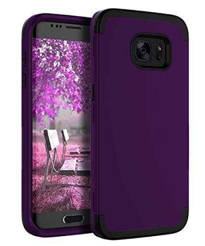 Ulsaar Samsung Galaxy S7 Edge Case Slim Fit Heavy Duty Protection Three Layer Shockproof Anti-Fingerprint Protective Cover Purple Black