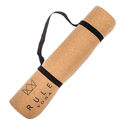 RULE YOGA Cork Yoga Mat and Strap - Natural Eco Cork, 6mm Thick (1/4 Inch) and Extra Long 73 Inches