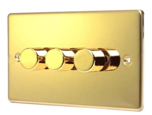 POLISHED BRASS 3 GANG 2 WAY 500 WATT DIMMER SWITCH C357PBW