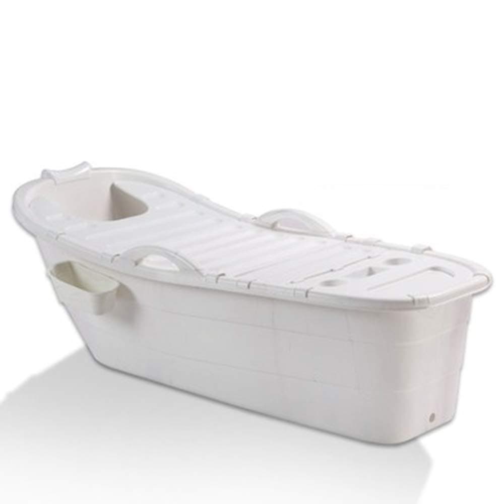 JZM Folding Bathtub,Plastic Adult Bathtub, Household Children'S Bathtub, Portable Folding Bath Barrel 120 * 40 * 64Cm,White