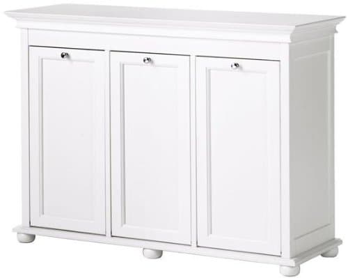 Home Decorators Collection Hampton Bay 37 Inch White Triple Tilt Out Bathroom Hamper, 27" Hx37 Wx13 D, White