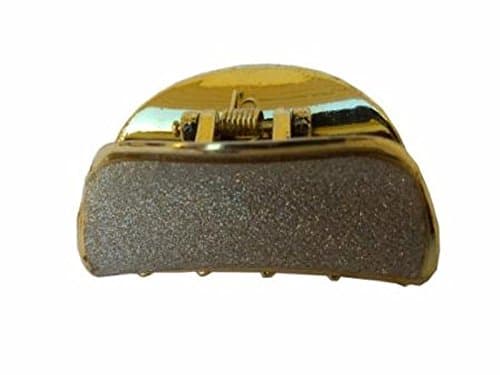 Pooja Trendz 2 Pcs Fancy Silver Gold Medium Size Hair Clutcher-Hair Claw/Clip.