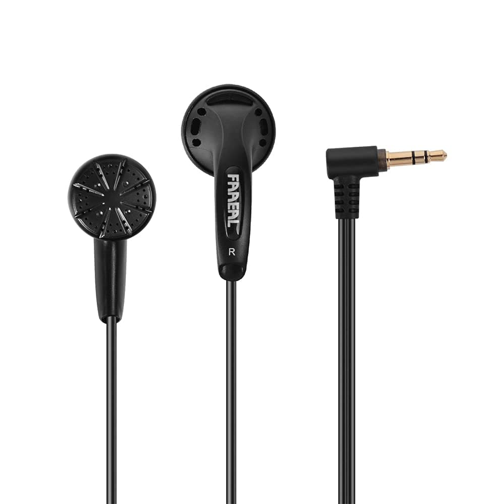 Iris Ancestor in-Ear Earphones, Super Bass 3.5mm Wired Headphones, Earbuds Without/with HD Microphone, Balanced Sound 32ohm Flat Head Earbuds for Smartphones (Without Mic, Black)