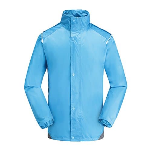 Maiyu Motorcycle Rain Gear 2 Piece Rain Suit Rain Jacket and Rain Pants Set (Blue, X-Large)