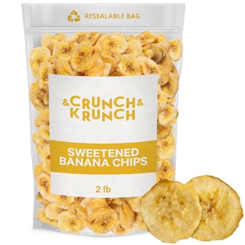 Crunch & Krunch Sweetened Banana Chips, 2 Lbs Organic Banana Chips Healthy Snack Option, Perfect Banana Chips Sweetened For Eating, Elevate Your Healthy Lifestyle With These Delicious Banana Snacks