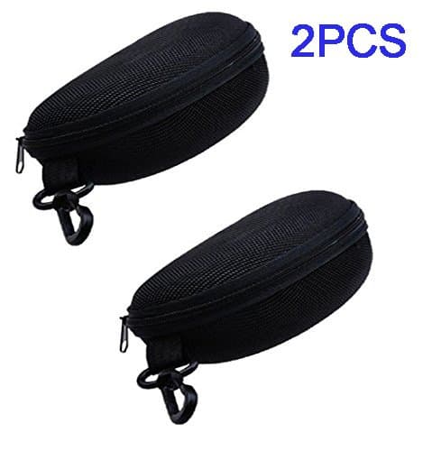 BestFire® Brand New Black Zip Eye Glasses Nylon Eyewear Hard Case Eyeglasses Safety Bag Zippered Hard Sunglasses Case Holder Box Belt Holder Protector 2.7" High w Hook, eyeglasses pouch RT406 (2 PCS)