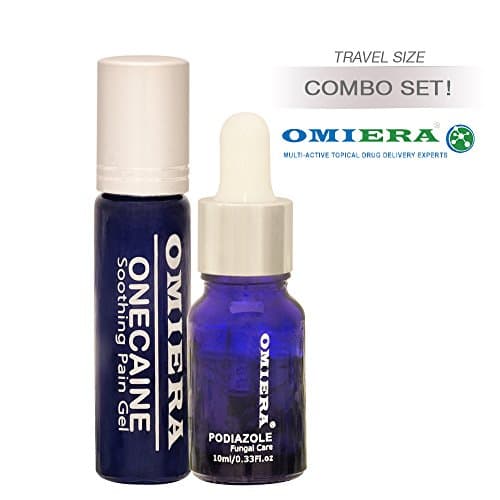 Omiera Labs Podiazole Toenail Fungus Treatment(0.23 fl Oz) + Pain Relief Roll-On Onecaine (0.3 fl. Oz.) 2pc Set