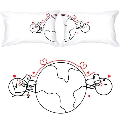BOLDLOFT Love Has No Distance Couples Pillowcases-Long Distance Relationships Gifts,Long Distance Gifts for Couples,Valentines Day Gifts for Him for Her,His and Hers Gifts,LDR Gifts