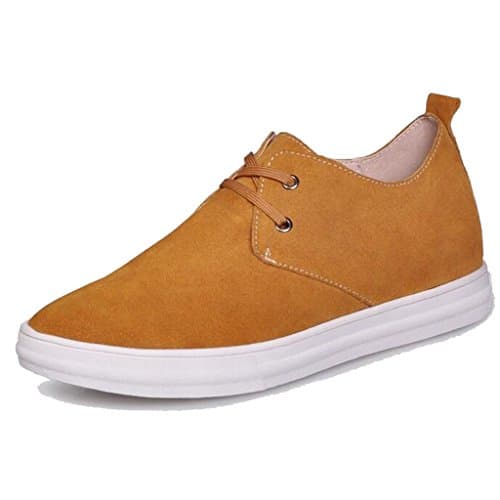 Height Elevator Shoes 1.96 inches Taller-Genuine Leather Invisible Height Increasing Casual Shoes Men Yellow