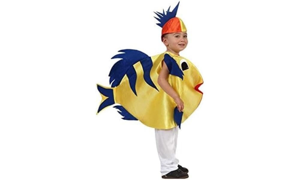 Atosa 93099 Costume Fish Yellow Wild Animals, Unisex, 5-6 Years