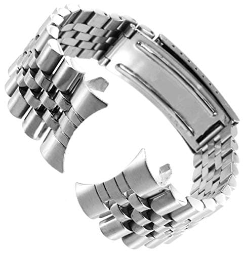 20mm Men's Curved End Classic Stainless Steel Watchband Replacement